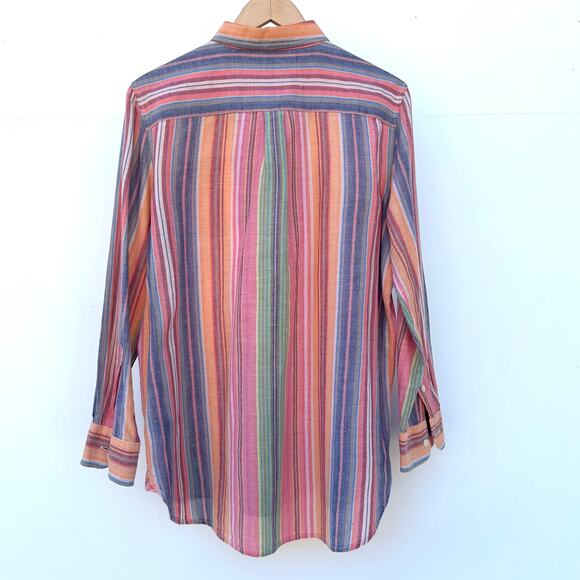 Vintage Ralph Lauren Jeans Co Pink Striped Button Down Shirt Cotton Medium - Picture 4 of 6